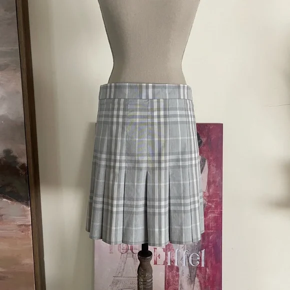 Burberry Brit Grey Plaid Check Pleated Skirt